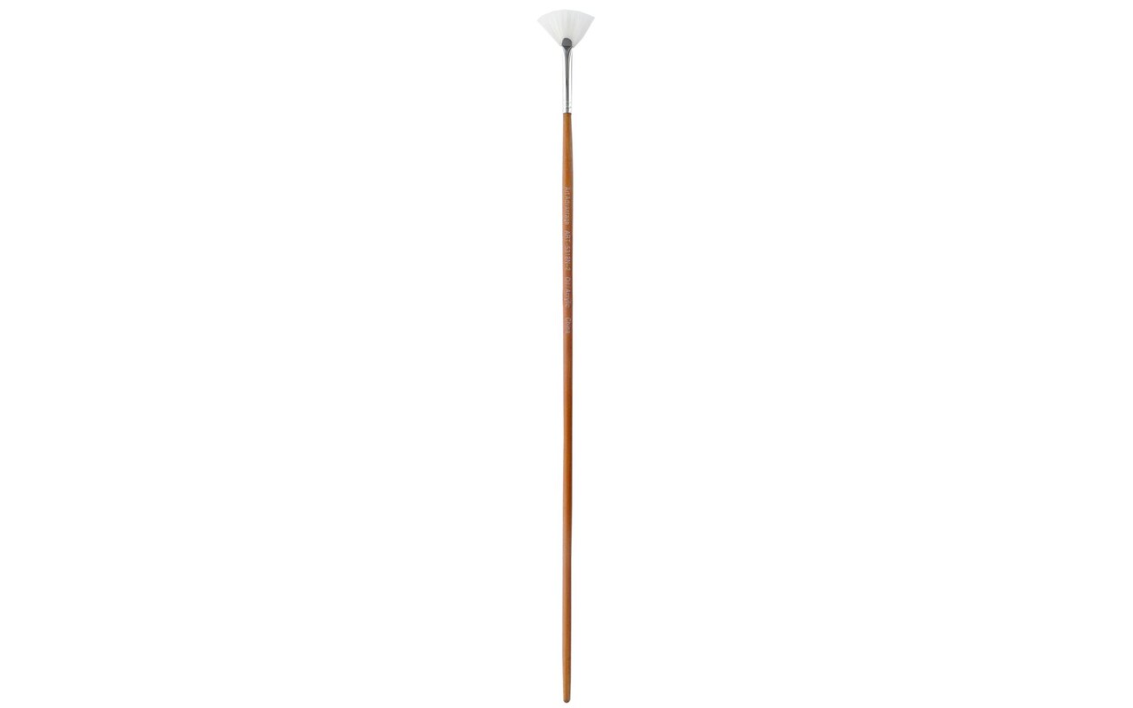 Art Advantage White Nylon Bristle Long Handle Fan #2 Paint Brush with Wood Handle - paint brushes for Acrylic , Oil or Watercolor - Face application, Nail Art